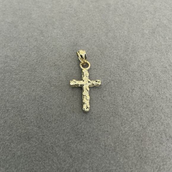 Solid 10k Gold Nugget Cross Pendant ~ NEW~ LAST ONE - Picture 1 of 12